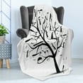 thumbnail image 4 of Abstract Soft Flannel Fleece Blanket, Monochrome Autumn Season Tree with Dog Silhouettes on the Branches Dachshund, Cozy Plush for Indoor and Outdoor Use, 60" x 80", Black and White, by Ambesonne, 4 of 5