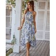 thumbnail image 5 of Vestidos de mujer - Vestido midi sexy con cuello en V y tirantes finos con cinturón, 5 of 5