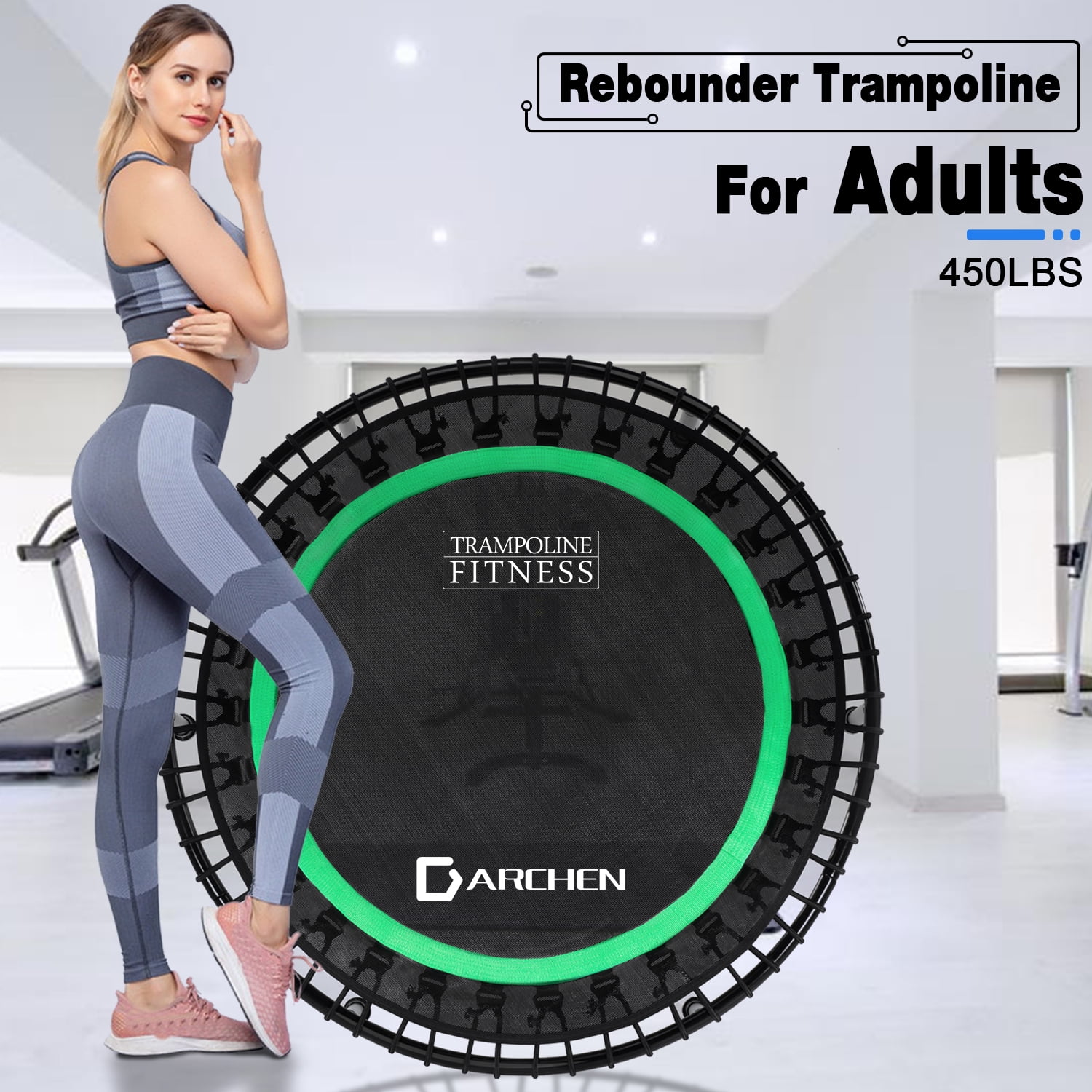 Darchen 450 lbs Mini Trampoline for Adults, Indoor Small Rebounder Exercise Trampoline for Workout Fitness for Quiet and Safely Cushioned Bounce, 40 Inch