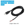 thumbnail image 2 of Uxcell 1.5M/5Ft USB 5V 5A Type-A Pigtail Power Cable, 2Pcs 18AWG USB-A Plug to 2 Pin Wire Open End Connector Plug, Black, 2 of 5