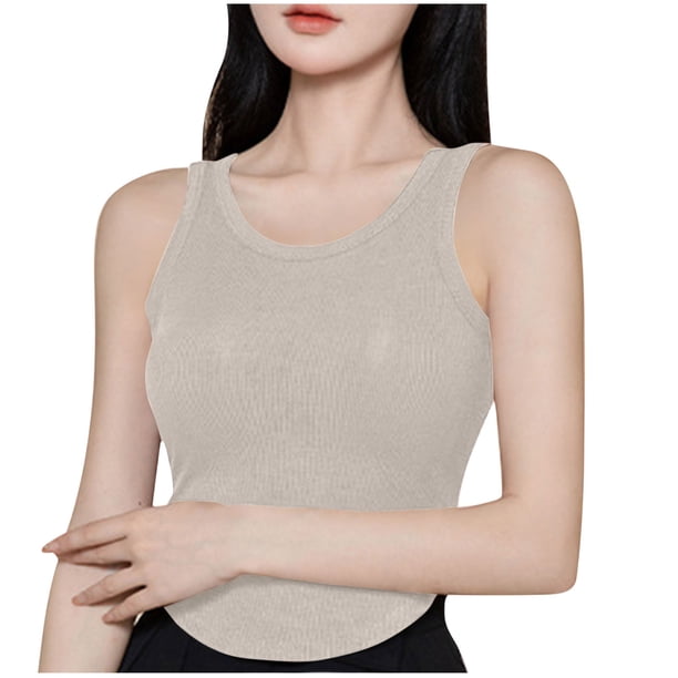 Tops de Manga Corta de las Mujeres Casual, Moda de Color Sólido, con la Almohadilla de Pecho Top de Pijama para las Mujeres