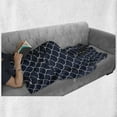 thumbnail image 6 of Navy Soft Flannel Fleece Blanket, Shell Pattern with Half Circled Lines Like Ocean Waves Nautical Modern Illustration, Cozy Plush for Indoor and Outdoor Use, 60" x 80", Indigo White, by Ambesonne, 6 of 6