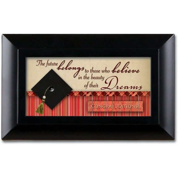Graduation Cottage Garden Black Petite Music Box Plays Pomp and Circumstance