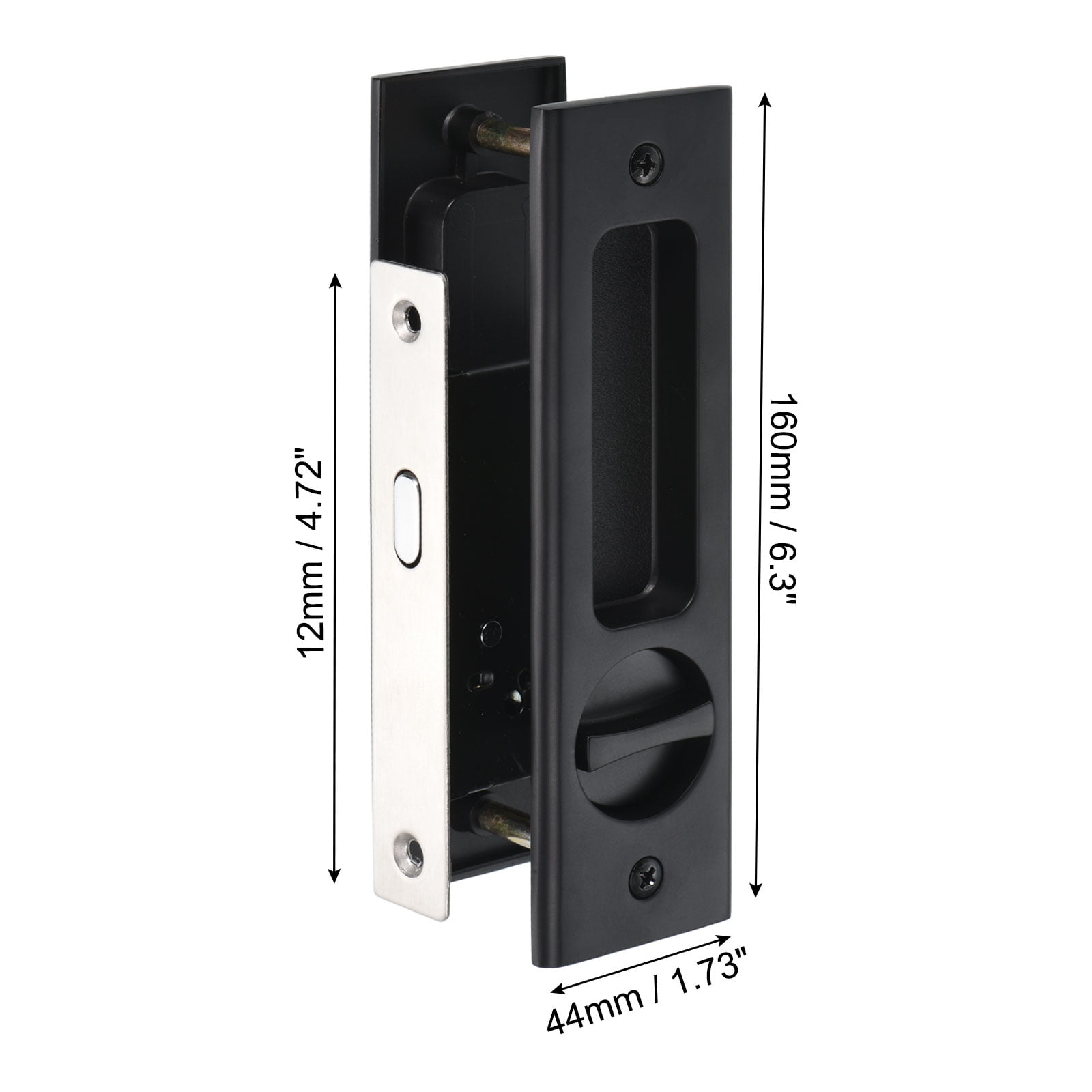 Unique Bargains Sliding Door Lock Invisible Recessed Handle Latch Door Hardware Lock Black