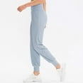 thumbnail image 3 of Womens Yoga Pants Pocket Stretchy Breathable Slim Fit Solid Print Jogger Sport Pants for Workout Wear Light Blue L, 3 of 6
