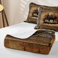thumbnail image 4 of Erosebridal Brown Rustic Farmhouse Twin Quilt Set, Deer Wildlife Twin Coverlet Set, 2-Piece, 4 of 7