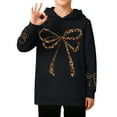 thumbnail image 4 of DHFJKG Girls Hoodies Kids Lightweight Oversized Sweatshirt Bow Leopard Printed Long Sleeve Pullover 3-14 Years Stylish Tops, 4 of 5