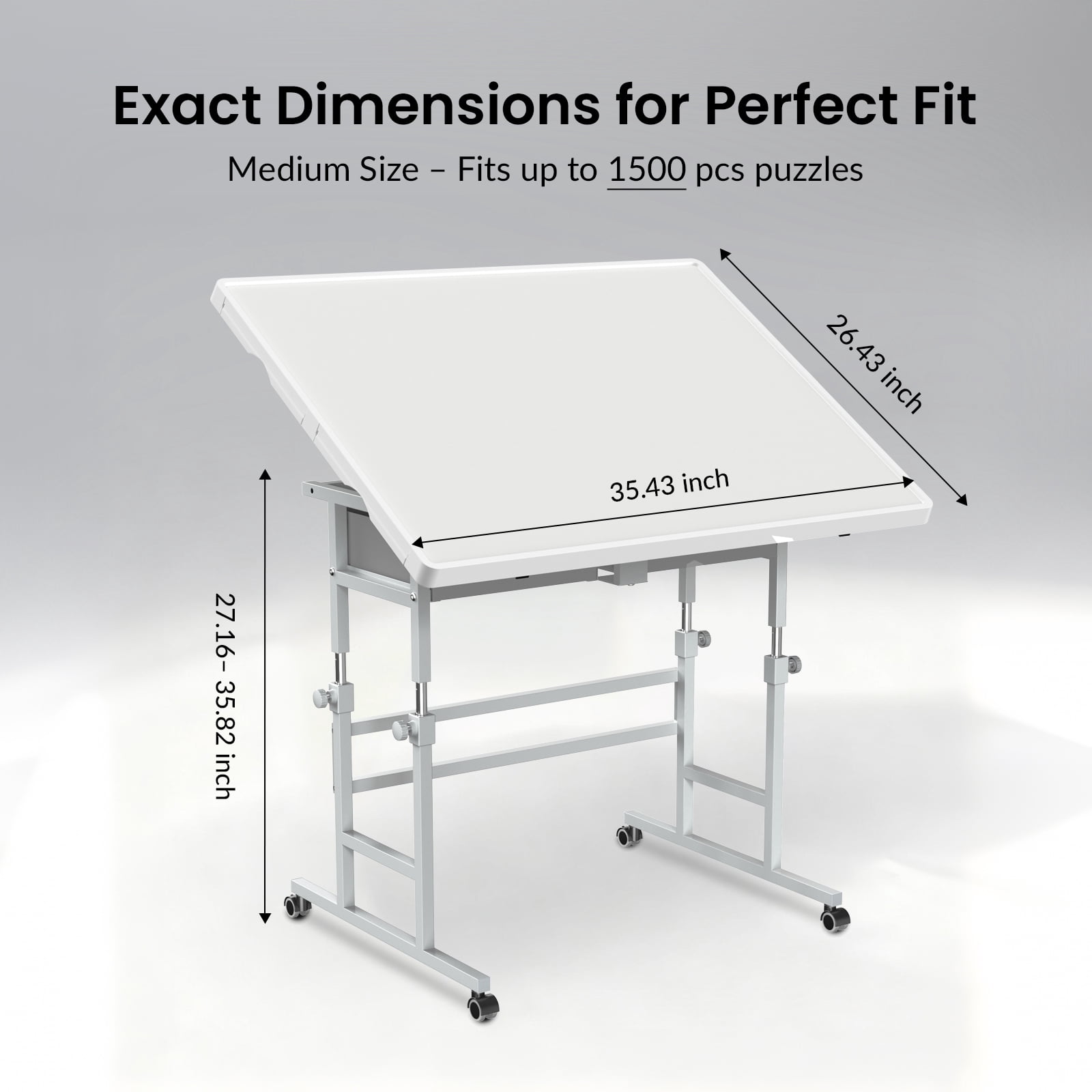 1500 Piece Light-Weight Adjustable Tilting Plastic Jigsaw Puzzle Table for Adults, 35"x26" Multi-Functional Puzzle Board with 4 Drawers & Protective Cover, 45-Degree Any-Angle Tilt