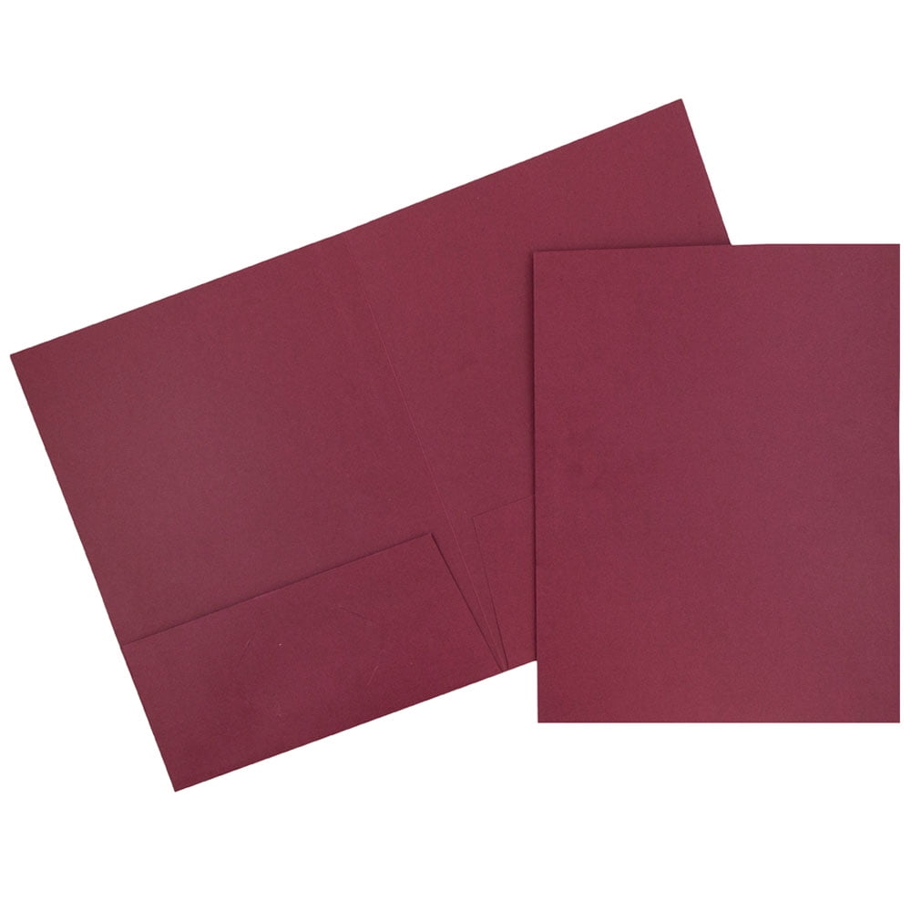 JAM Linen Two Pocket Folders, Burgundy, 6/Pack