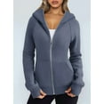 thumbnail image 4 of Womens Zip Up Hoodies Fleece Jackets Oversized Sweatshirts Fall Fashion Outfits Sweaters Winter Clothes Slate Blue XXL, 4 of 9