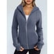 thumbnail image 4 of Sudaderas con Capucha y Cremallera para Mujer, Chaquetas de Forro , Sudaderas de Gran Tamaño, Conjuntos de Moda de Otoño, Suéteres, Ropa de Invierno. Azul Pizarra XL, 4 of 9