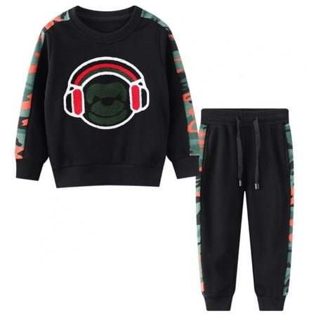 

Fall Winter Toddler Boys Tracksuit Pullover+Pants Sweatsuit Cartoon Monkey Sweatshirt Trousers Jogger Sportswear Outfits 2-8T