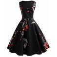 thumbnail image 4 of Summer Womens Dresses 2022 Casual Floral Retro Vintage 50s 60s Robe Rockabilly Swing Pinup Vestidos Valentines Day Party Dress, 4 of 4