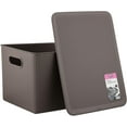 thumbnail image 4 of Superio 22L Large Brown Ribbed Storage Bin with Lid, Plastic (2 Pack), 4 of 9