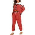 thumbnail image 2 of Yuyamidu Red Nightwear for Women Christmas Pajama Tee Pants Matching Set of 2 Santa Claus Clothes Soft Long Sleeve Sleepwear Size M Causal Sleep Sets for Jogger Walking Yoga, 2 of 7