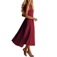 thumbnail image 5 of cocolona Womens Summer Linen Sleeveless Tank Dress Button V Neck Flowy Long Maxi Dress Casual Solid Color Vacation Beach Sundress, 5 of 7