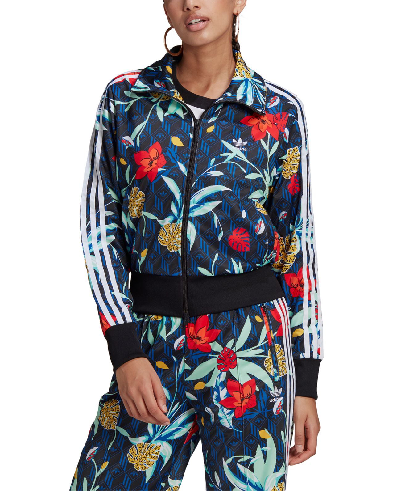 adidas track jacket women's floral