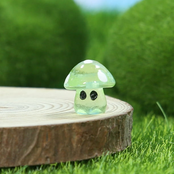 Adornos de micropaisaje luminosos pequeños hongos joyas accesorios hechos a mano resina epoxi jardinería en macetas modelado de musgo