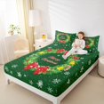 thumbnail image 4 of jejeloiu Merry Christmas Bell Twin Sheet Sets,Red Bowtie Bowknot Twin Fitted Sheet,White Snowflake Flat Sheet For Girls,Super Cozy Room Decoration,3-Piece, 4 of 7
