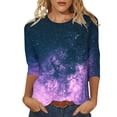 thumbnail image 1 of YanHoo Femmes Tuniques à Manches 3/4 Hauts à Manches 3/4 T-Shirts Graphiques Chemises Manches 3/4 Hauts et Chemisiers pour Dames Liquidation Soldes Hauts à Col Rond pour Femmes Économies d'Été 2025 Argent, 1 of 4