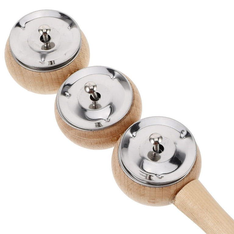 Ding jingle bells 3層トースト　丸シリーズ Wooden Handle Jingle Bells Handheld Sleigh Bells 3 Bells