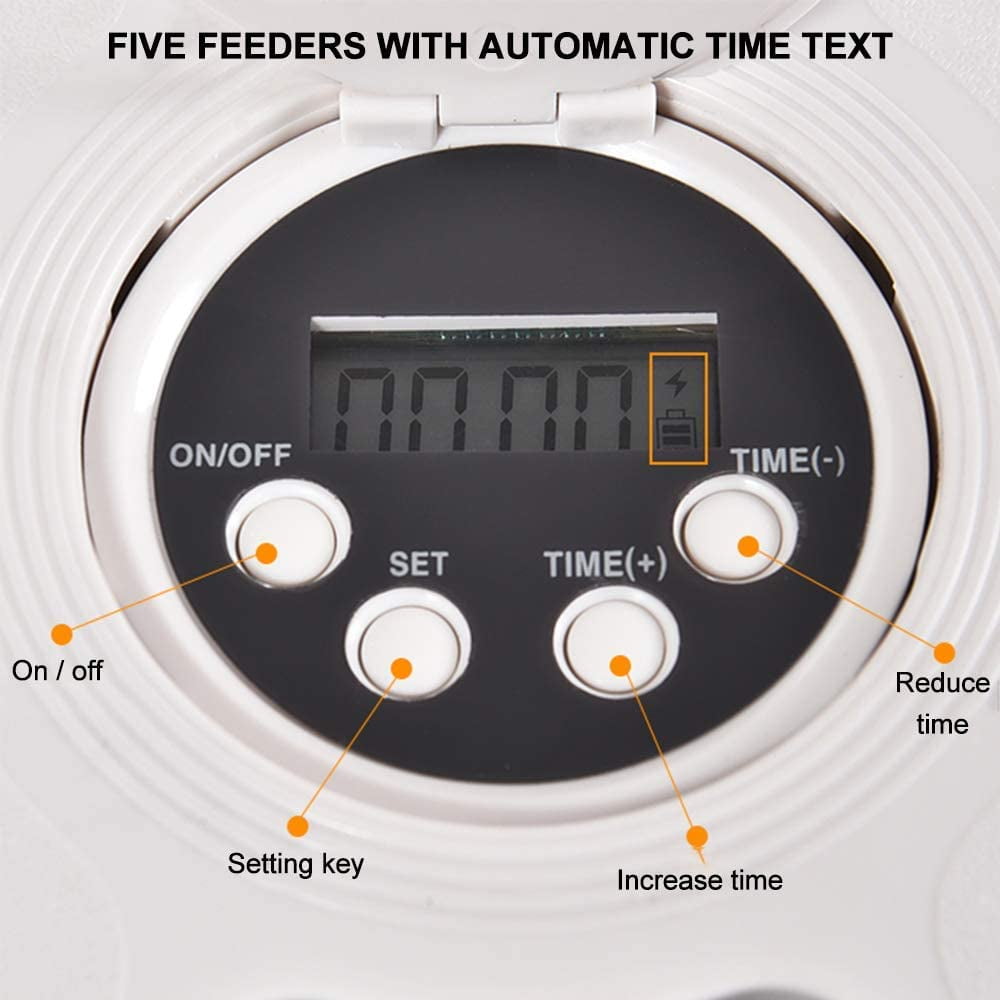 Funavi Automatic Pet Feeder Auto Food Dispenser With 6 Meals Digital Timer Lcd Display music Calling For Dogs Cats Rabbit And Small Animals White