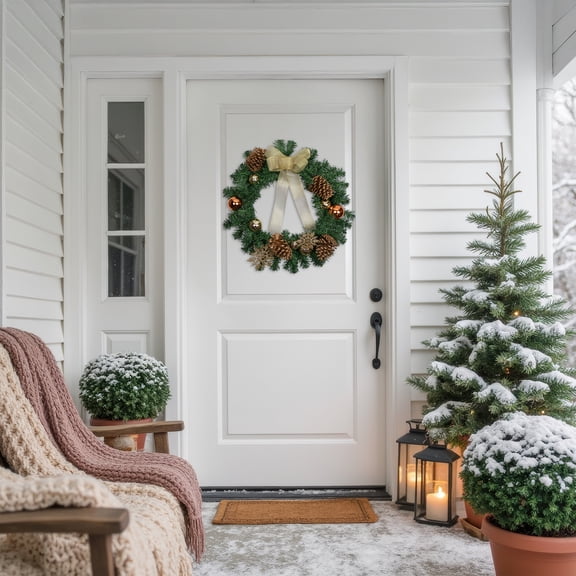 Northlight Pre-Decorated Pine Cones and Ornaments Artificial Christmas Wreath - 24" - Unlit