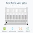 thumbnail image 3 of Dream On Me Carson Classic 3-in-1 Portable Crib in White, Removable Wheels, Converts from Baby Crib to Toddler Bed, Day Bed and Kids Sofa, Three Adjustable Mattress Height Positions, 3 of 9