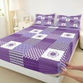 thumbnail image 3 of jejeloiu Purple White Buffalo Full Size Sheets,Modern Abstract Geometric Bed Sheets,Waves Stripes Line Sheet Sets For Boys Kids,Luxury Bedroom Decor,4pcs, 3 of 7
