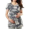 thumbnail image 3 of ZOELNIC Women's Short Sleeve Ruched Maternity Printed T-Shirt Top, 3 of 3
