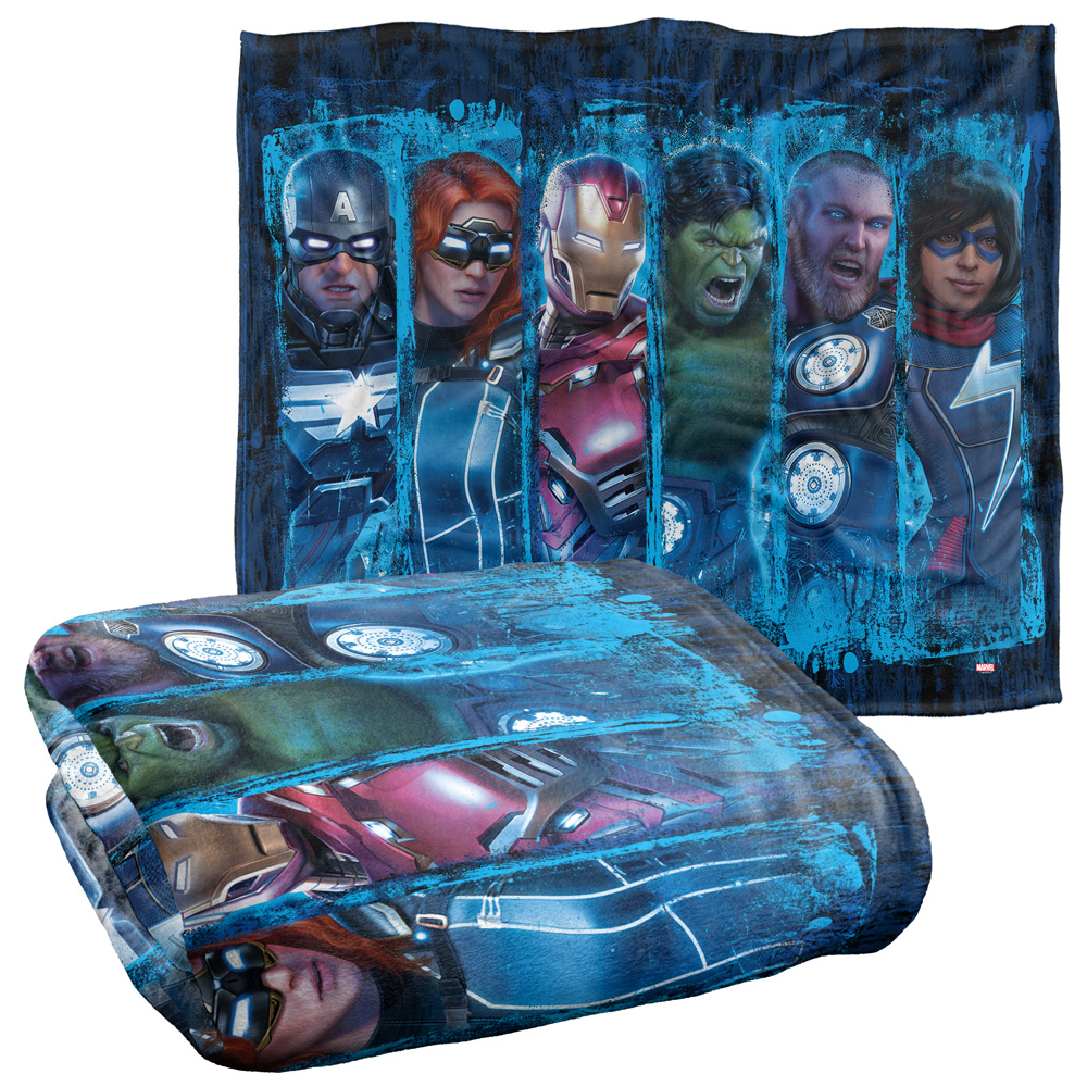 Marvel Blanket, 50"x60" Avengers Character Stripes Silky Touch Super