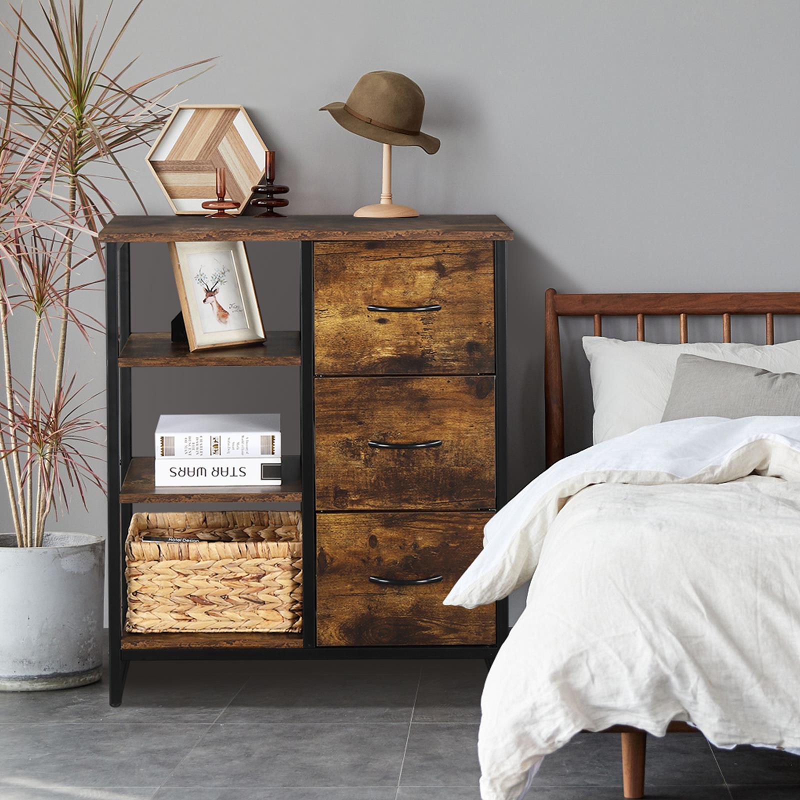 Winado Industrial Wooden Bathroom Floor Side Storage Organizer