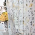 thumbnail image 4 of Fragrantex Yellow Sheer Floral Curtains 63 inch Length Yellow and Grey Flower Living Room Curtains,Rod Pocket,2 Panels, 4 of 10