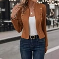 thumbnail image 3 of BAETEUY Women Jacket Stand Collar Long Sleeve - Double Breasted Short Suit Coat, 3 of 8