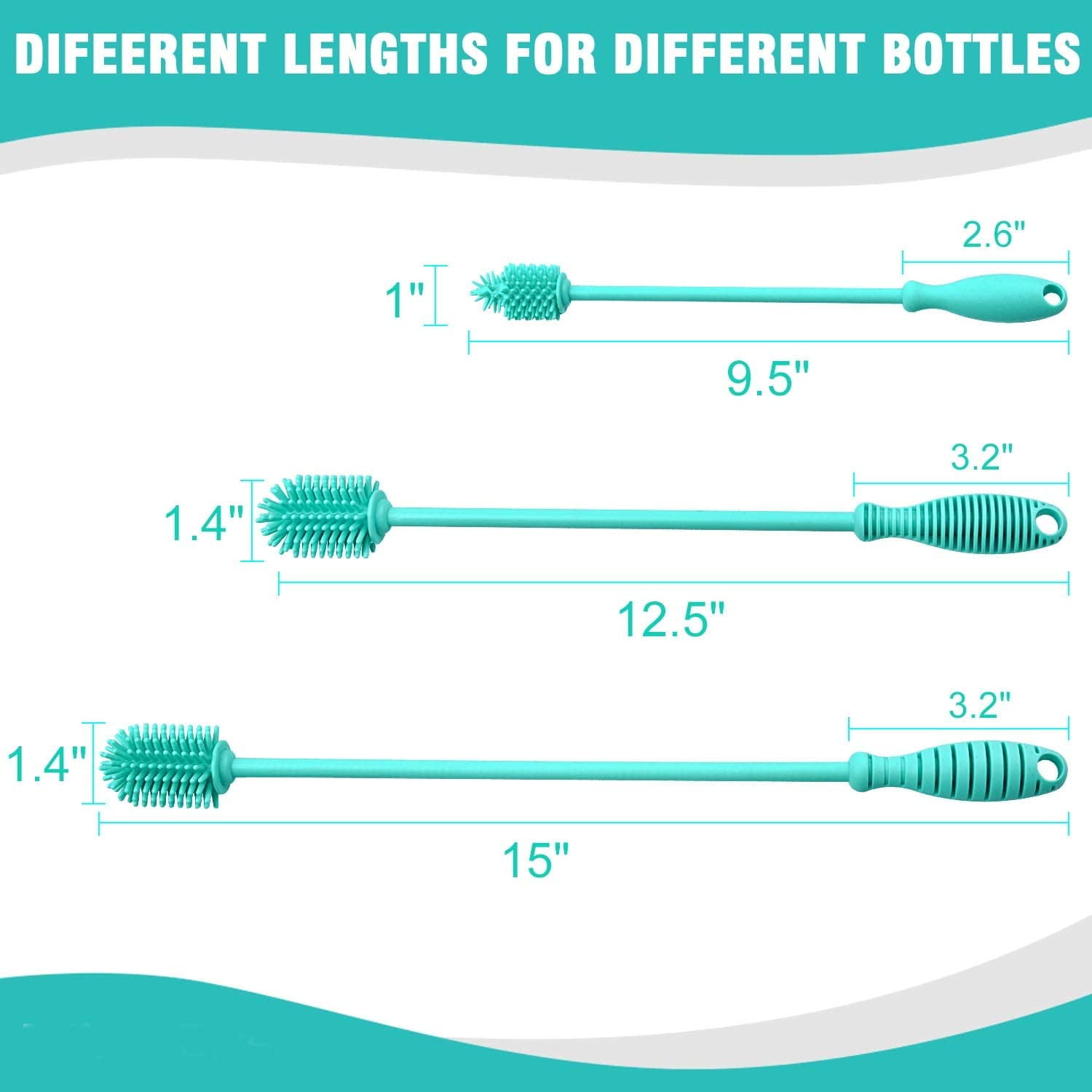 Bottle Brush, Bendable Long Handle Cleaner Brushes for Cleaning Neck  Bottles, Baby Bottles, Water Bottles, Tumblers, Flask, Bird Feeder, Vase  and Home