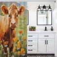 thumbnail image 6 of Farmhouse Highland Cow Funny Cattle And Flower Shower Curtain Modern Home Bathroom Bathtub Decor Waterproof Fabric with 12PCS Hooks, 6 of 8