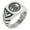 Silver, variant on Stainless Steel Three-Tiered Pine Kamon Crest Chevron Pattern Biker Style Polished Ring