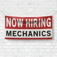 thumbnail image 4 of Now Hiring Mechanics 13 oz Heavy Duty Vinyl Banner Mechanic Jobs Available Help Wanted Sign for Business Advertising Indoor/Outdoor Single-Sided with Metal Grommets (1.5x5 ft, Wh & Re & Bk), 4 of 6