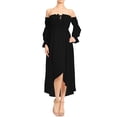 thumbnail image 1 of Womens Boho Long Sleeve Off Shoulder Renaissance Peasant Dress, Black, Small, 1 of 5