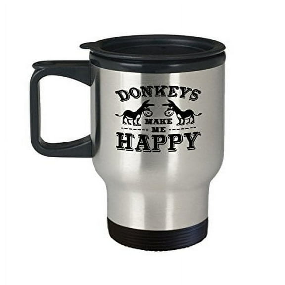Donkey Coffee Mug - 14 oz Travel Cup Gift for Animal Lovers - Stainless Steel