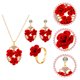 thumbnail image 5 of 1 juego de collar y pendientes con forma de rosa, anillo y collar con forma de rosa para boda o San Valentín., 5 of 6