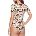 thumbnail image 4 of Daiia Mushroom print Women's Crew Neck Short Sleeve Bodysuit Fashion Tops Fit Casual Basic Extender Bodysuit-Medium, 4 of 9