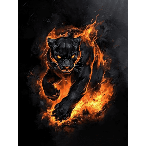 Fiery Black Panther Canvas Print/Wall Art， Suitable for Living Room， Bedroom， Office， Game Room， and Home Decor.