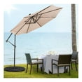 thumbnail image 4 of 10ft Patio Solar Umbrella Cantilever, Tilting Outdoor Offset Umbrella with LED Lights, Steel Frame, Polyester Canopy for Garden, Deck, Wine/Beige/Coffee/Navy, 4 of 9