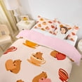thumbnail image 2 of Erosebridal Boys Girls Cartoon Capybara Queen Duvet Cover Set,Kids Cute Love Heart Bedding,3 Pieces,No Comforter,Pink Reversible, 2 of 6