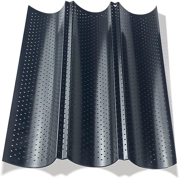 Moldes para pan, molde para baguette, molde para baguette, molde para pan, molde para pan francés para 3 baguettes, molde para baguette, molde para pan perforado para hornear pan francés,