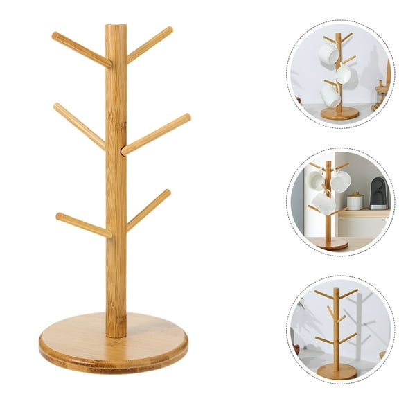 FELTECHELECTR Mug Tree Stand 1Set Bamboo for Coffee Bar Drying Cups and Space-saving Storage