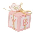 thumbnail image 1 of 12 cajas de regalo de papel para dulces, ideales como detalle para baby shower o cumpleaños (niña o niño). Rosado, 1 of 2
