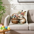 thumbnail image 6 of Throw Pillow Covers 18x18, Easter Decorations Pillow Cases with Cartoon Bunny Patterns, Spring Decor for Bedroom Couch Cushion Cover, Multicolor, 6 of 7