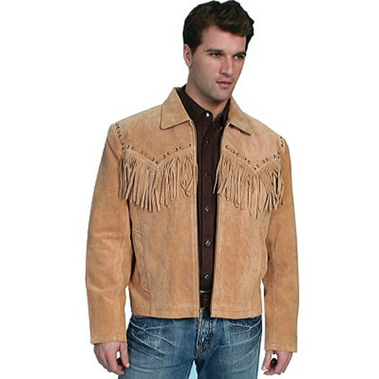 Scully 221-409-M Men Leather Fringe Jacket - Bourbon Boar Suede- Medium